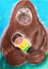 オランウータンの子育て